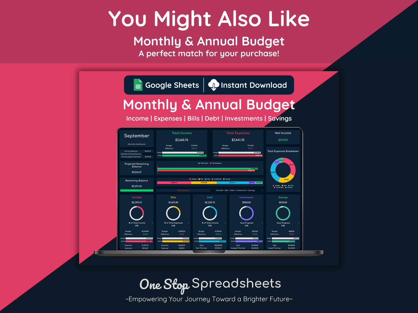 Google Sheets Net Worth Tracker - Dark Mode
