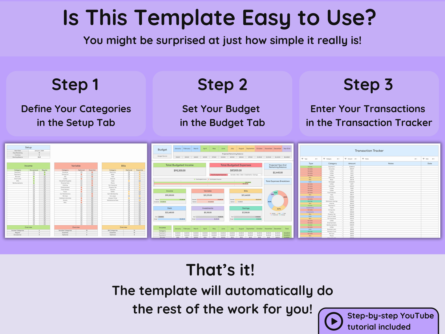 Google Sheets Monthly and Annual Budget - Light Mode