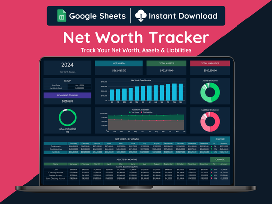 Google Sheets Net Worth Tracker - Dark Mode