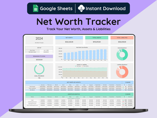 Google Sheets Net Worth Tracker - Light Mode